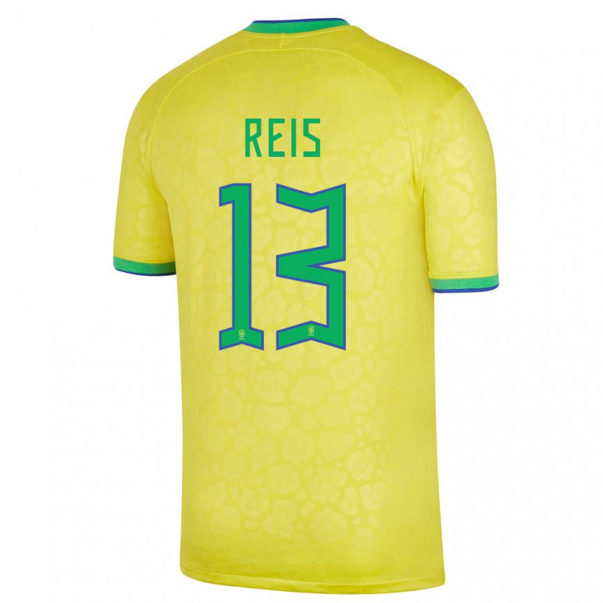 キッズブラジルヴィトール・レイス#13黄色ホームシャツ22-24ジャージー