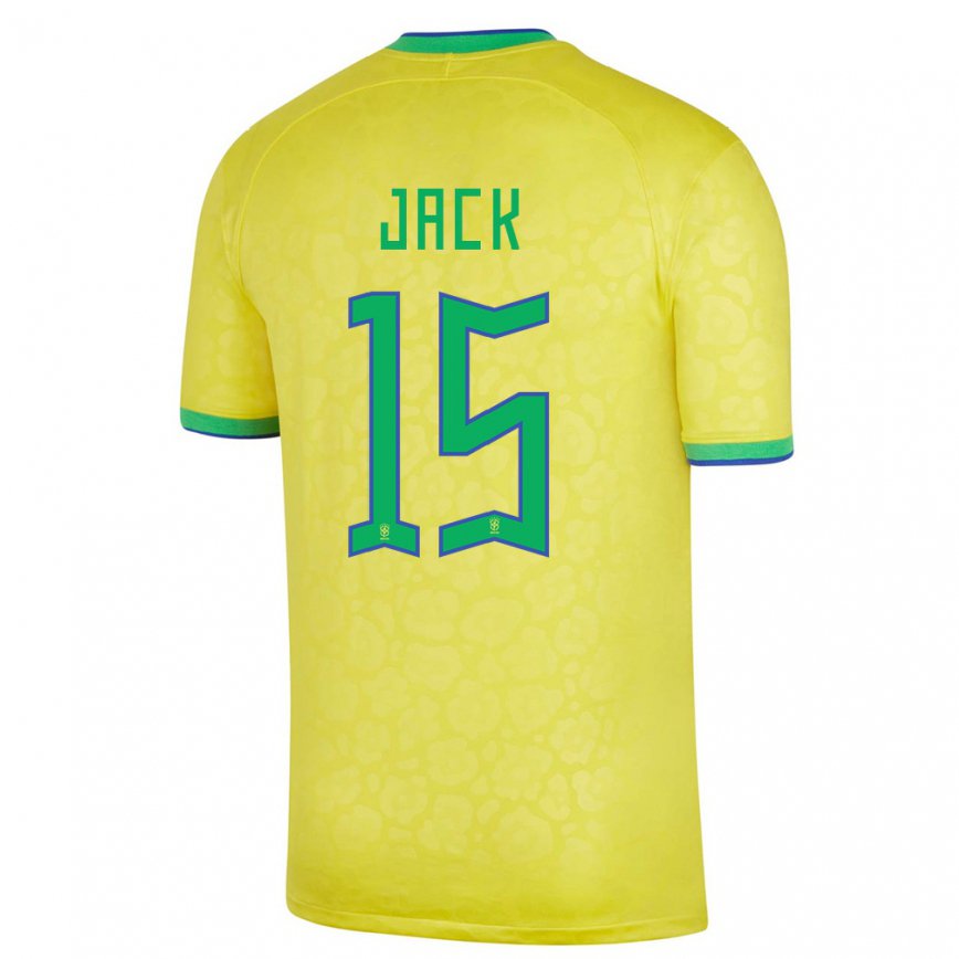 キッズブラジルフェリペ・ジャック#15黄色ホームシャツ22-24ジャージー