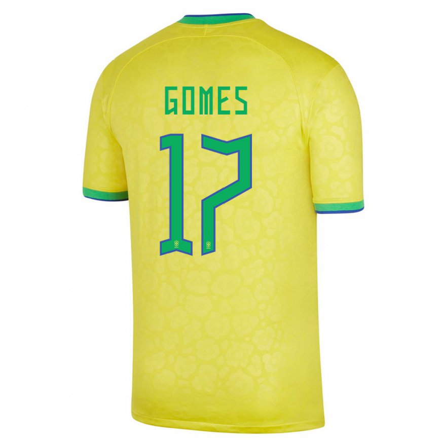 キッズブラジルウィリアム・ニコラス・ゴメス#17黄色ホームシャツ22-24ジャージー