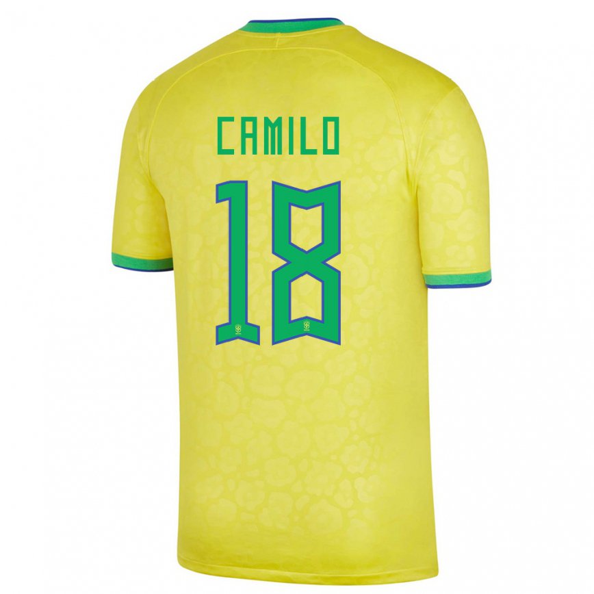 キッズブラジルカミロ#18黄色ホームシャツ22-24ジャージー