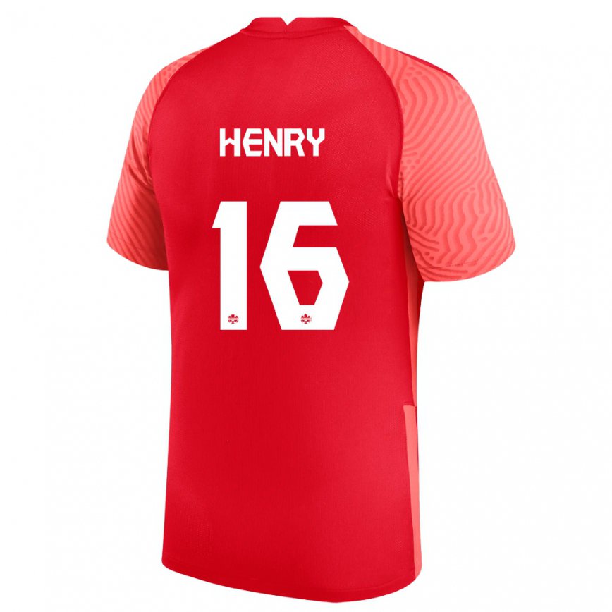キッズカナダマエル・ヘンリー#16赤ホームシャツ22-24ジャージー