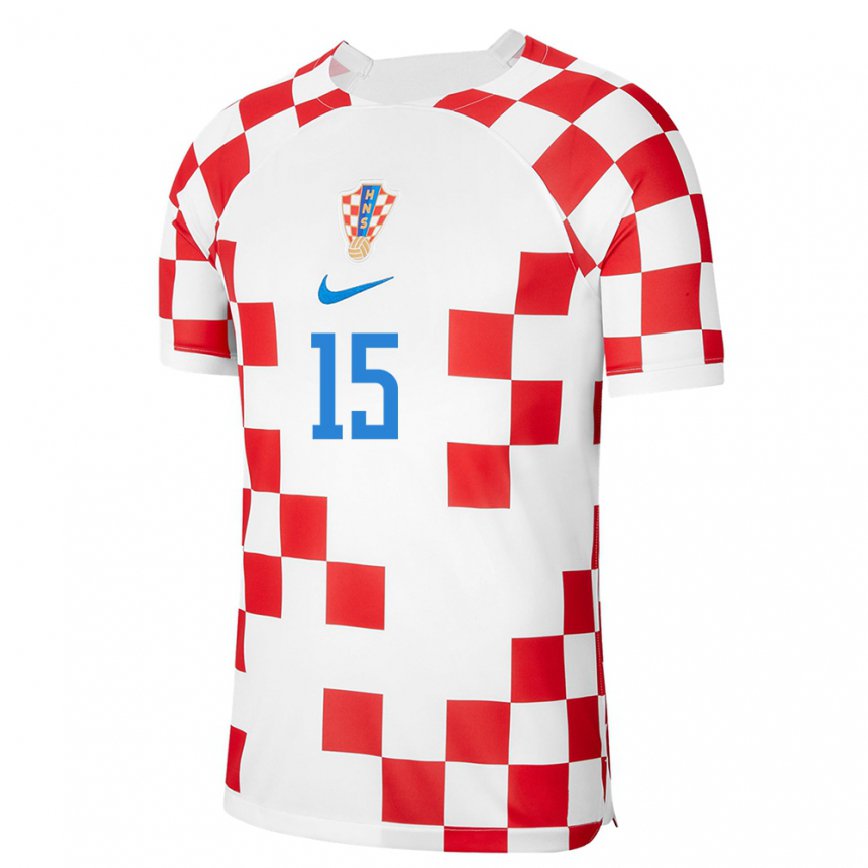 キッズクロアチアマルコ・パシャリッチ#15赤 白ホームシャツ22-24ジャージー