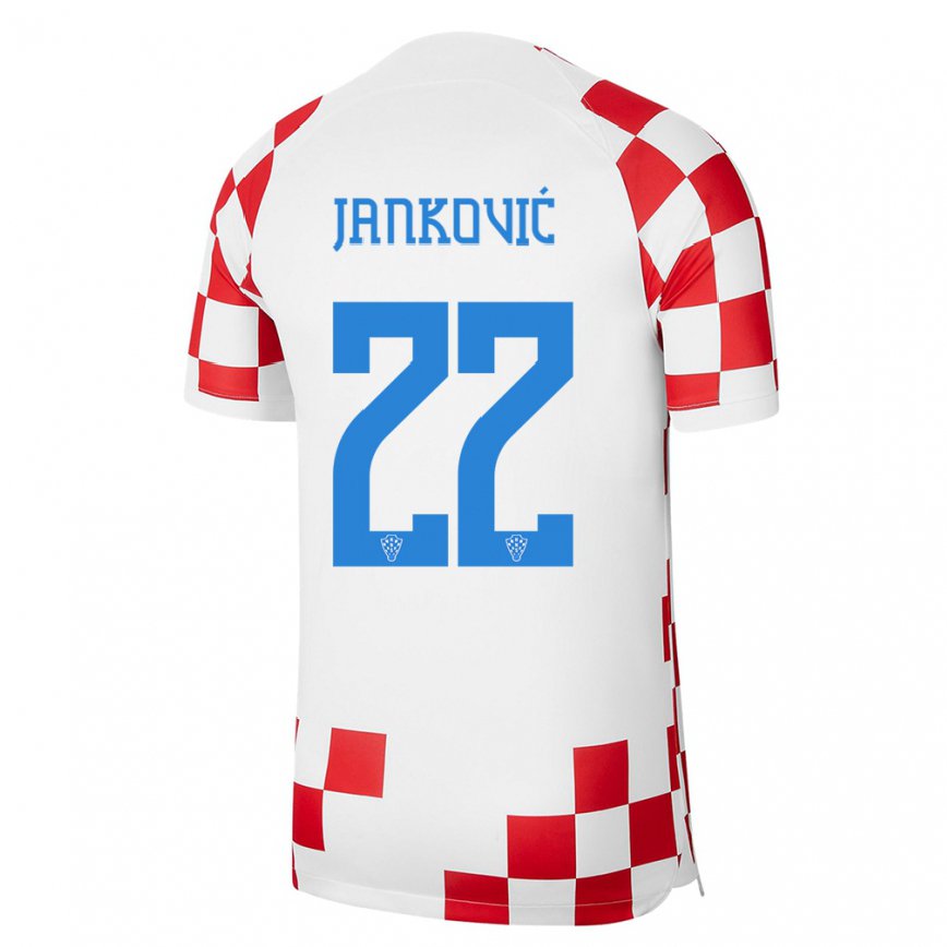 キッズクロアチアニコ・ヤンコヴィッチ#22赤 白ホームシャツ22-24ジャージー