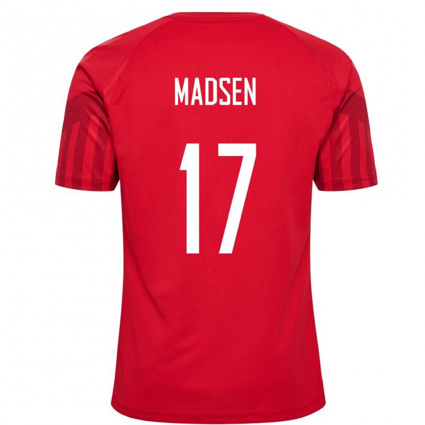 キッズデンマークリッケ・マドセン#17赤ホームシャツ22-24ジャージー