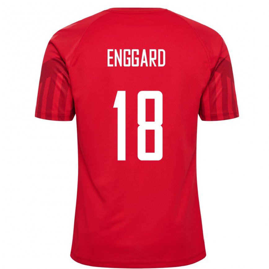 キッズデンマークマッツ・エンガード#18赤ホームシャツ22-24ジャージー