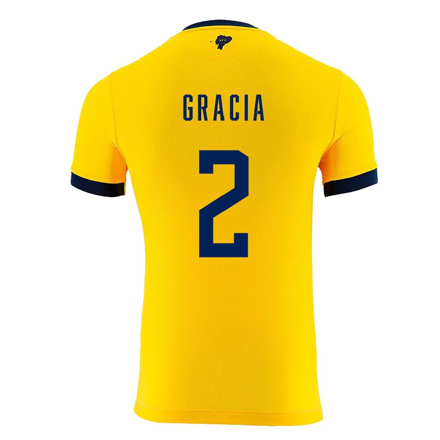 キッズエクアドルエリカ・グラシア#2黄色ホームシャツ22-24ジャージー