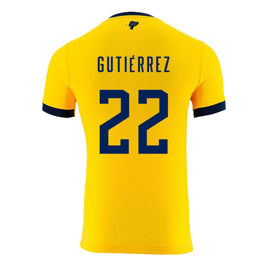 キッズエクアドルメラニー・グティエレス#22黄色ホームシャツ22-24ジャージー