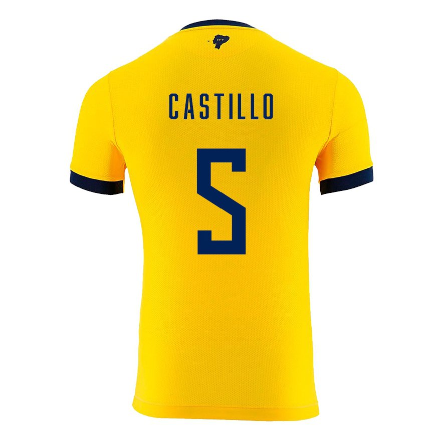 キッズエクアドルデニル・ダニエル・カスティーロ・プレシア#5黄色ホームシャツ22-24ジャージー