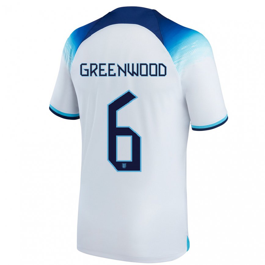 キッズイングランドアレックス・グリーンウッド#6白青ホームシャツ22-24ジャージー