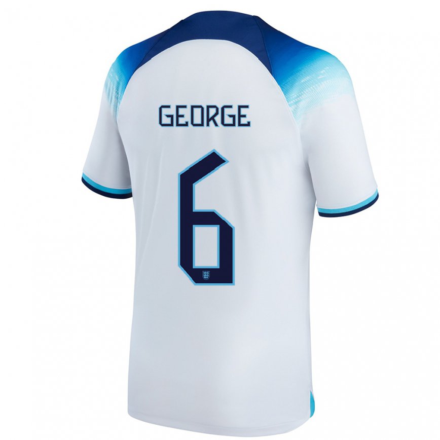 キッズイングランドギャビー・ジョージ#6白青ホームシャツ22-24ジャージー