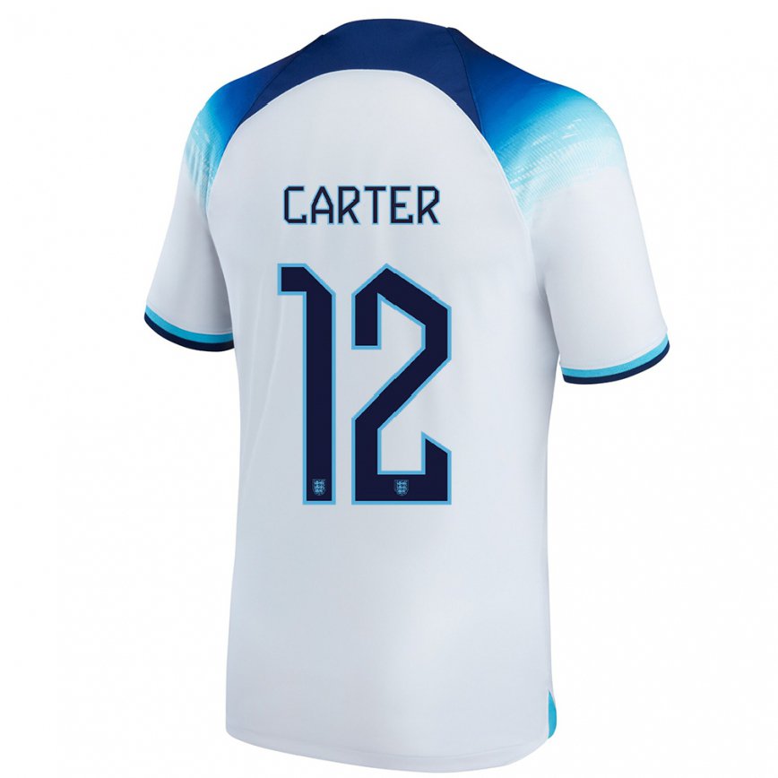 キッズイングランドジェス・カーター#12白青ホームシャツ22-24ジャージー