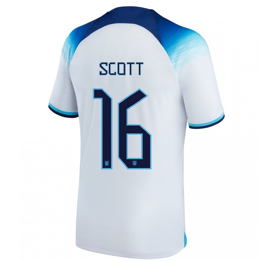 キッズイングランドジル・スコット#16白青ホームシャツ22-24ジャージー