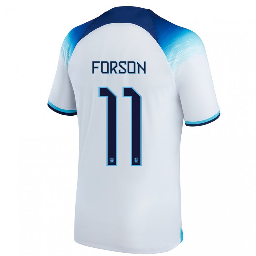 キッズイングランドオマリ・ネイサン・フォーソン#11白青ホームシャツ22-24ジャージー