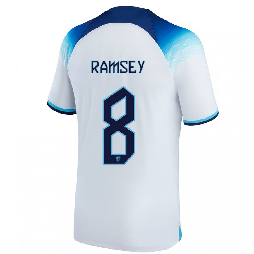 キッズイングランドジェイコブ・ラムジー#8白青ホームシャツ22-24ジャージー
