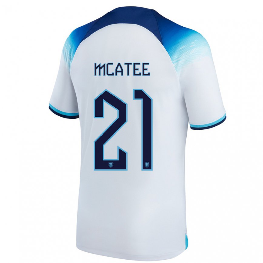 キッズイングランドジェームズ・マカティー#21白青ホームシャツ22-24ジャージー