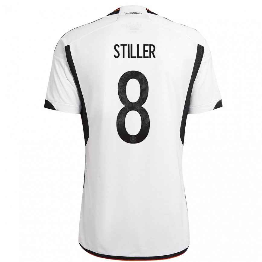 キッズドイツアンジェロ・スティラー#8白黒ホームシャツ22-24ジャージー