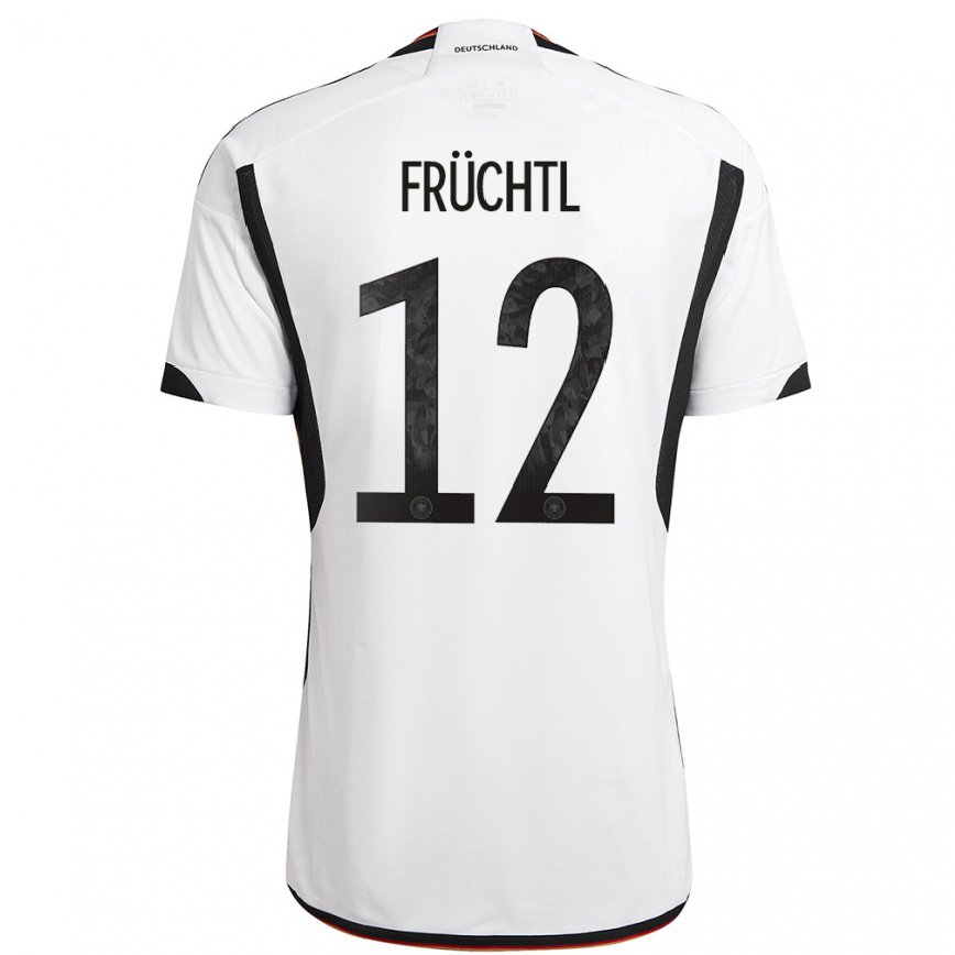 キッズドイツクリスティアン・フリュヒトル#12白黒ホームシャツ22-24ジャージー