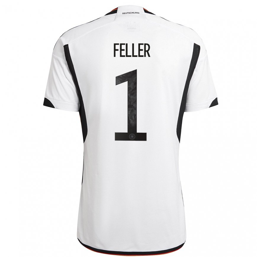 キッズドイツフランク・フェラー#1白黒ホームシャツ22-24ジャージー