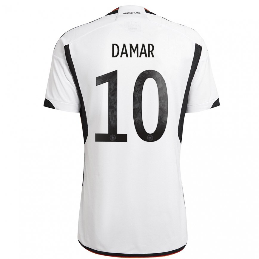 キッズドイツムハンマド・ダマー#10白黒ホームシャツ22-24ジャージー