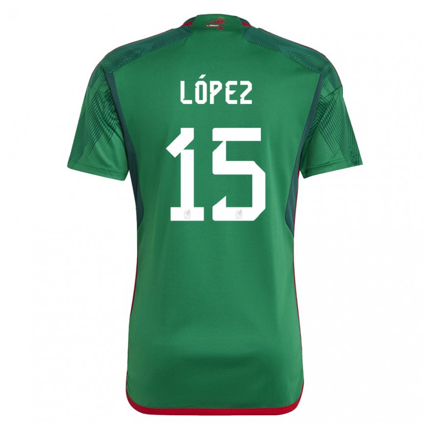 キッズメキシコエベラルド・ロペス・デル・ヴィラール#15緑ホームシャツ22-24ジャージー