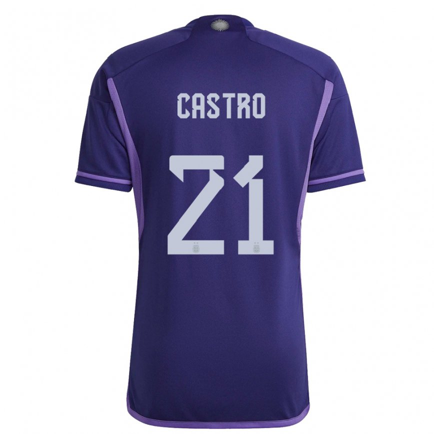 キッズアルゼンチンサンティアゴ・カストロ#21紫のアウェイシャツ22-24ジャージー