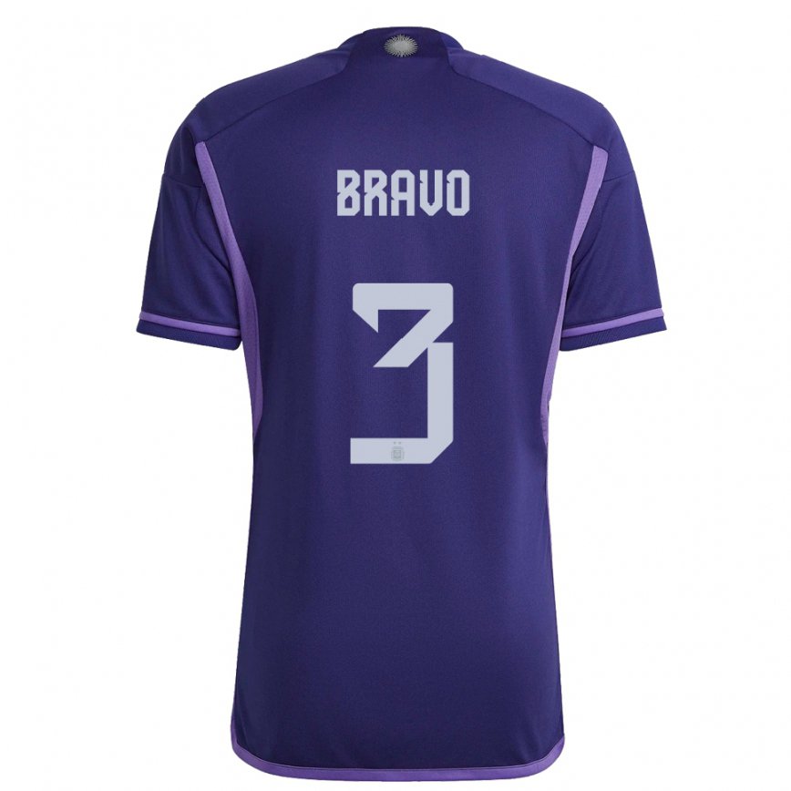 キッズアルゼンチンクラウディオ・ブラーボ#3紫のアウェイシャツ22-24ジャージー