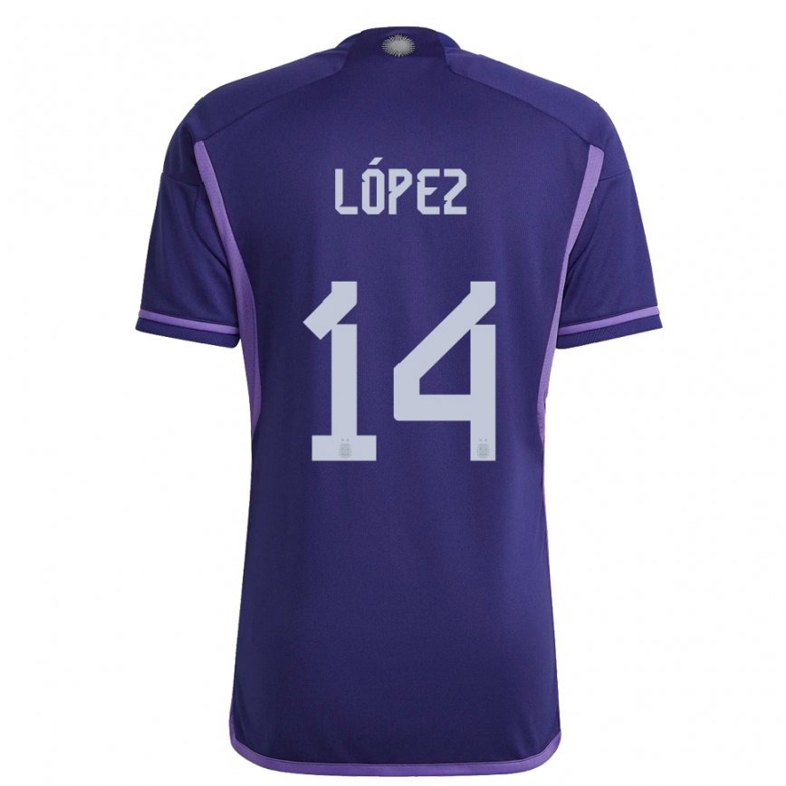 キッズアルゼンチンラウタロ・ロペス#14紫のアウェイシャツ22-24ジャージー
