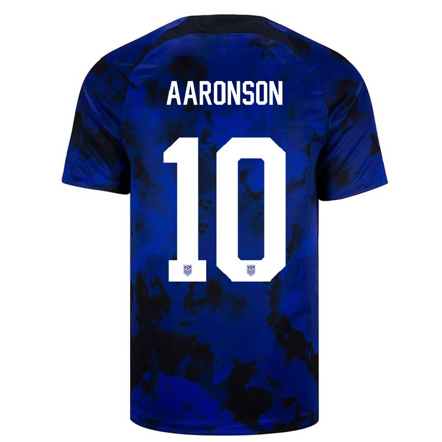 キッズアメリカ合衆国パクステン・アーロンソン#10ロイヤルブルーアウェイシャツ22-24ジャージー
