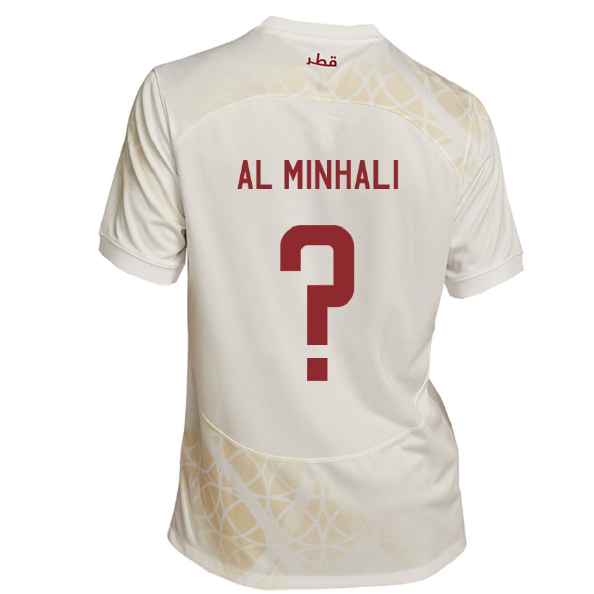 キッズカタールアフマド・アル・ミンハリ#0ゴールドベージュアウェイシャツ22-24ジャージー