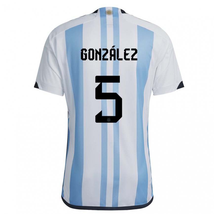 メンズアルゼンチンマクシミリアーノ・ゴンサレス#5ホワイトスカイブルーホームシャツ22-24ジャージー