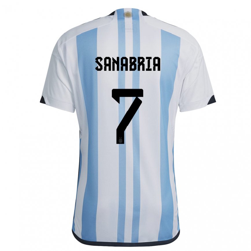 メンズアルゼンチンマテオ・サナブリア#7ホワイトスカイブルーホームシャツ22-24ジャージー