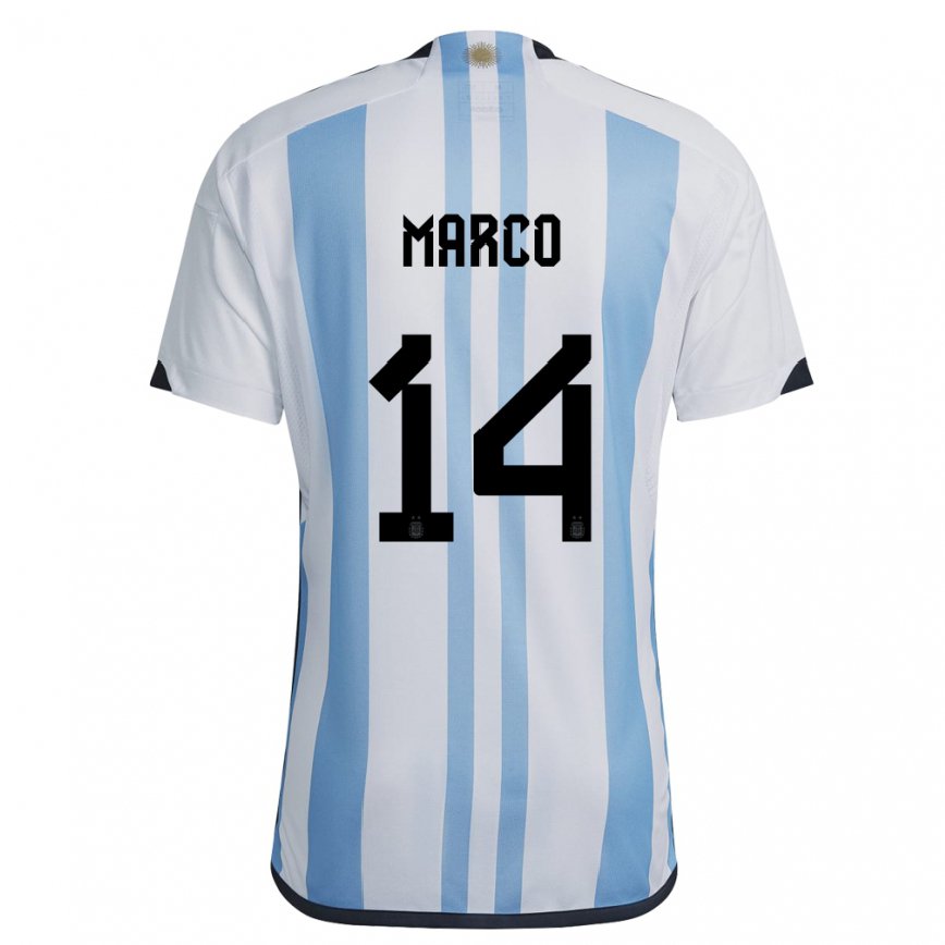 メンズアルゼンチンフランシスコ・マルコ#14ホワイトスカイブルーホームシャツ22-24ジャージー