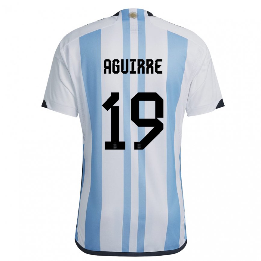 メンズアルゼンチンブライアン・ニコラス・アギーレ#19ホワイトスカイブルーホームシャツ22-24ジャージー