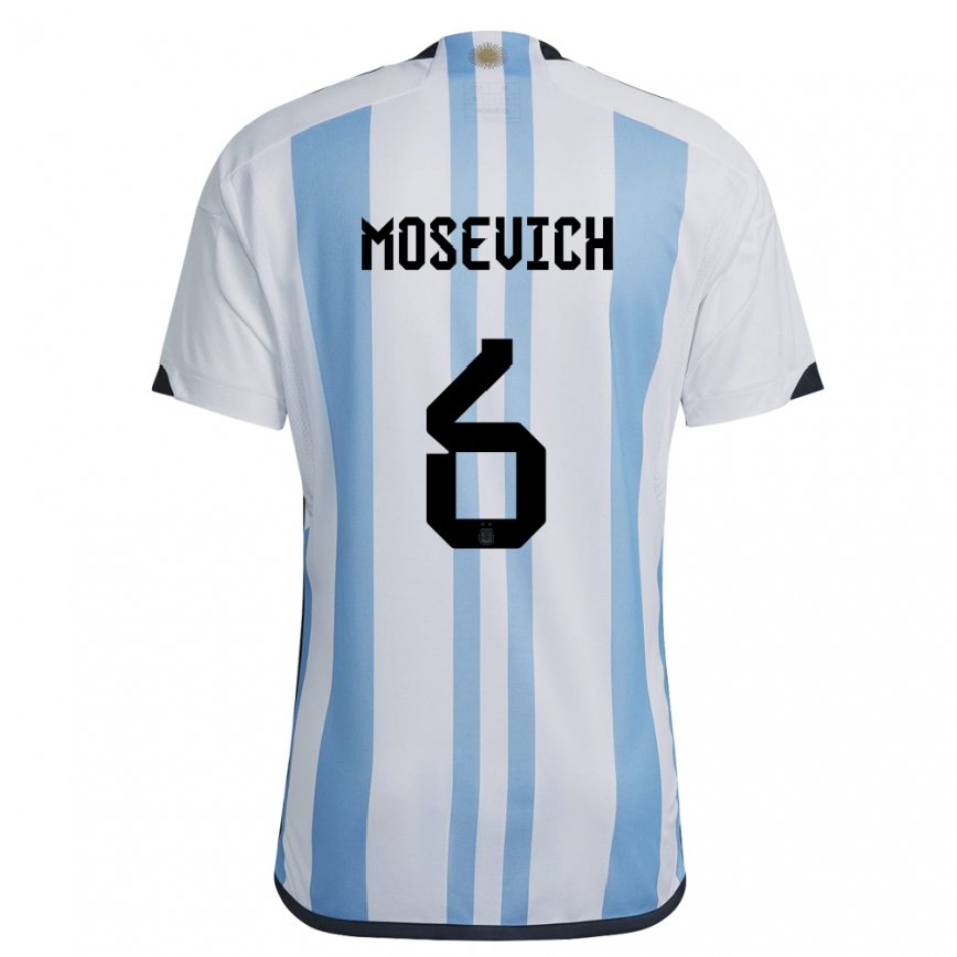 メンズアルゼンチンレオネル・モセビチ#6ホワイトスカイブルーホームシャツ22-24ジャージー