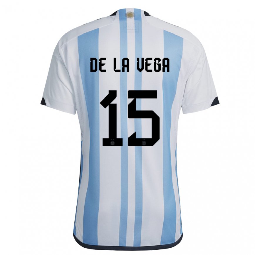 メンズアルゼンチンペドロ・デ・ラ・ベガ#15ホワイトスカイブルーホームシャツ22-24ジャージー