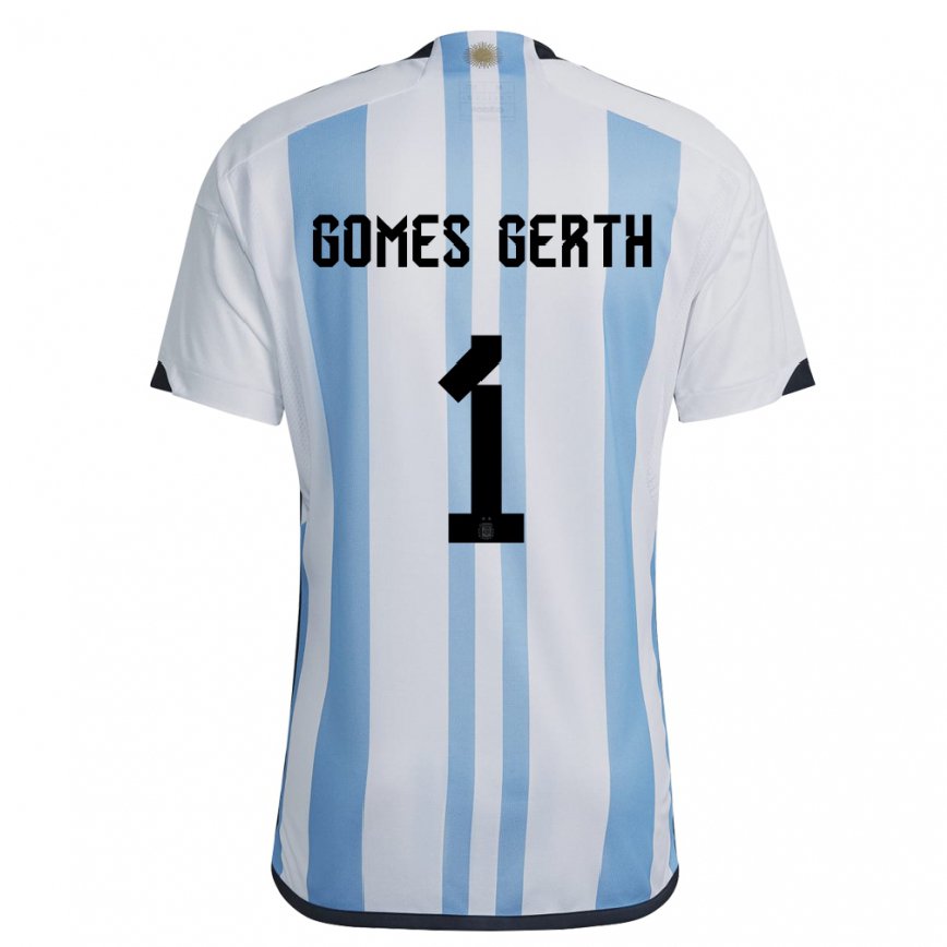 メンズアルゼンチンフェデリコ・ゴメス・ヘルス#1ホワイトスカイブルーホームシャツ22-24ジャージー
