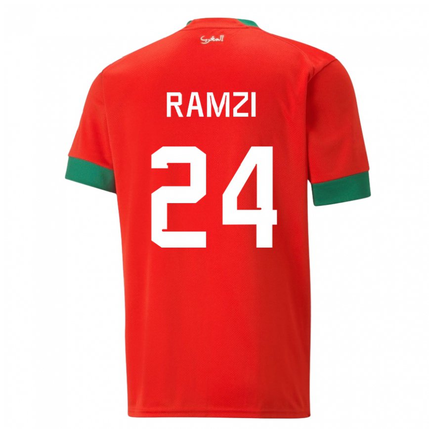 メンズモロッコアクラフ・ラムジ#24赤ホームシャツ22-24ジャージー