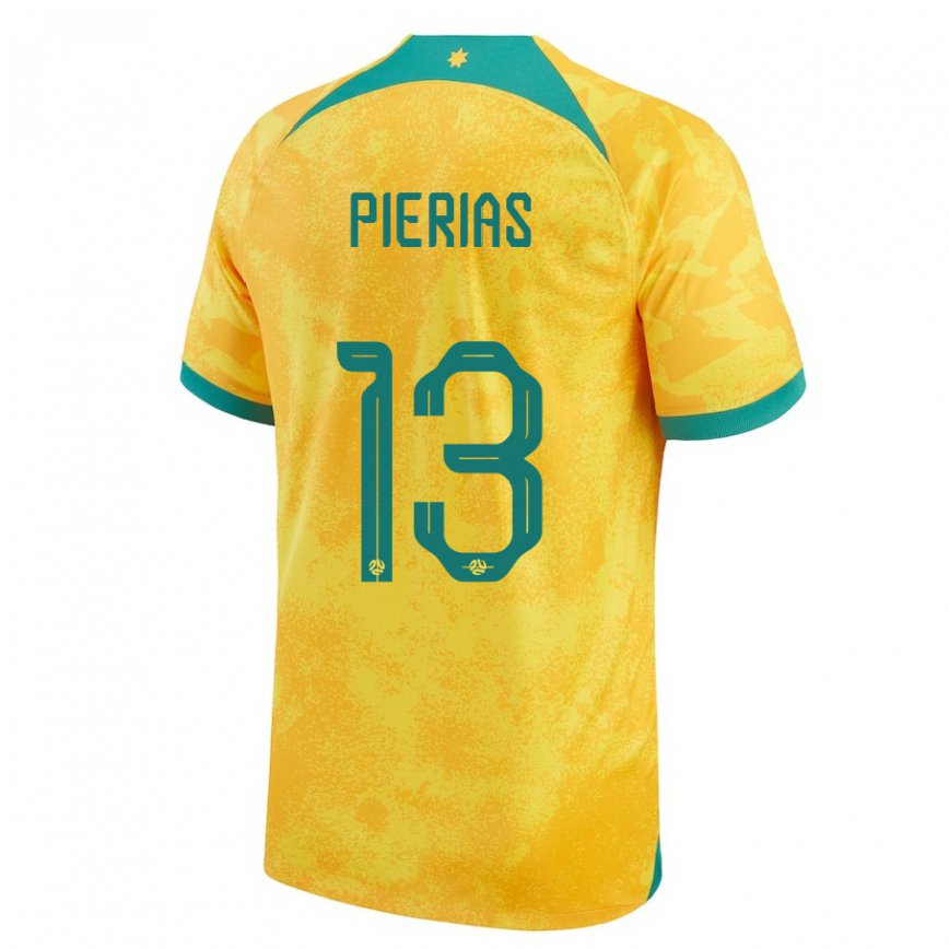 メンズオーストラリアディラン・ピエリアス#13ゴールデンホームシャツ22-24ジャージー