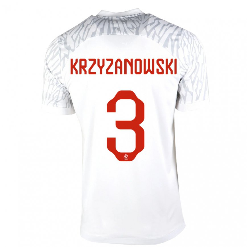 メンズポーランドヤクブ・クジザノフスキ#3白ホームシャツ22-24ジャージー