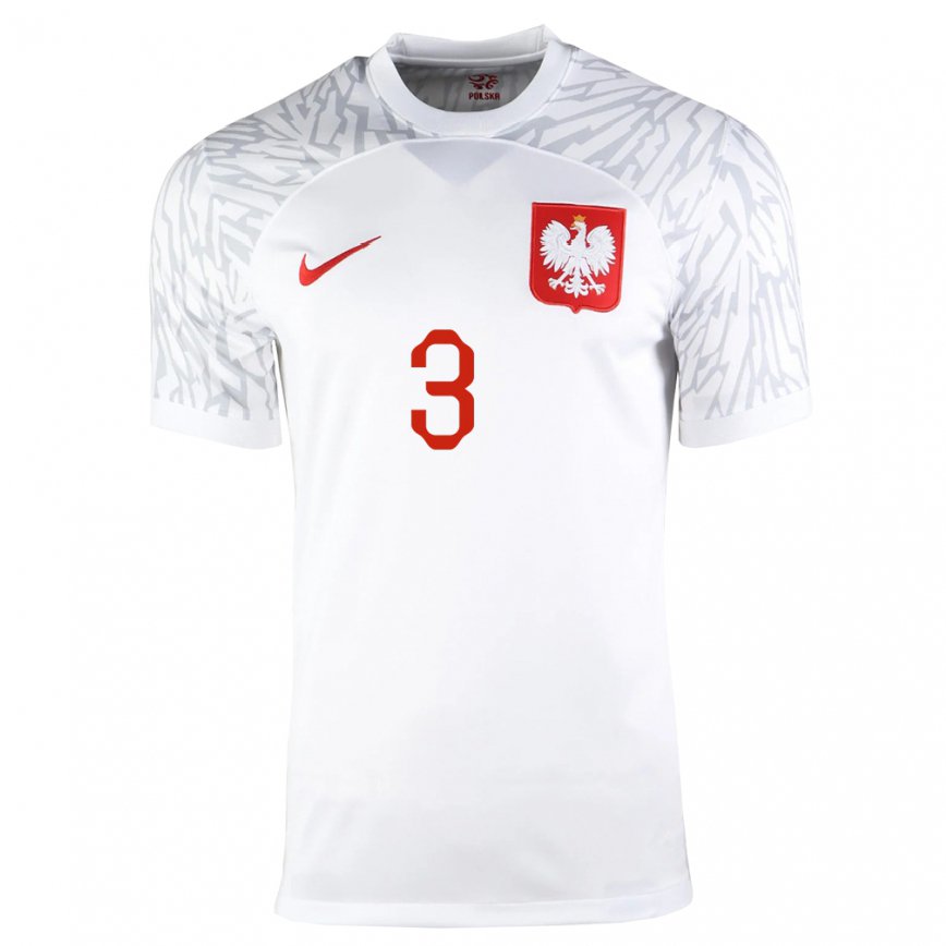 メンズポーランドヤクブ・クジザノフスキ#3白ホームシャツ22-24ジャージー