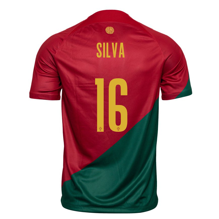 メンズポルトガルダイアナ・シルバ#16赤、緑ホームシャツ22-24ジャージー