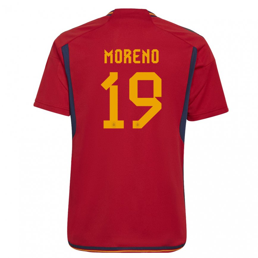 メンズスペインビクター・モレノ#19赤ホームシャツ22-24ジャージー