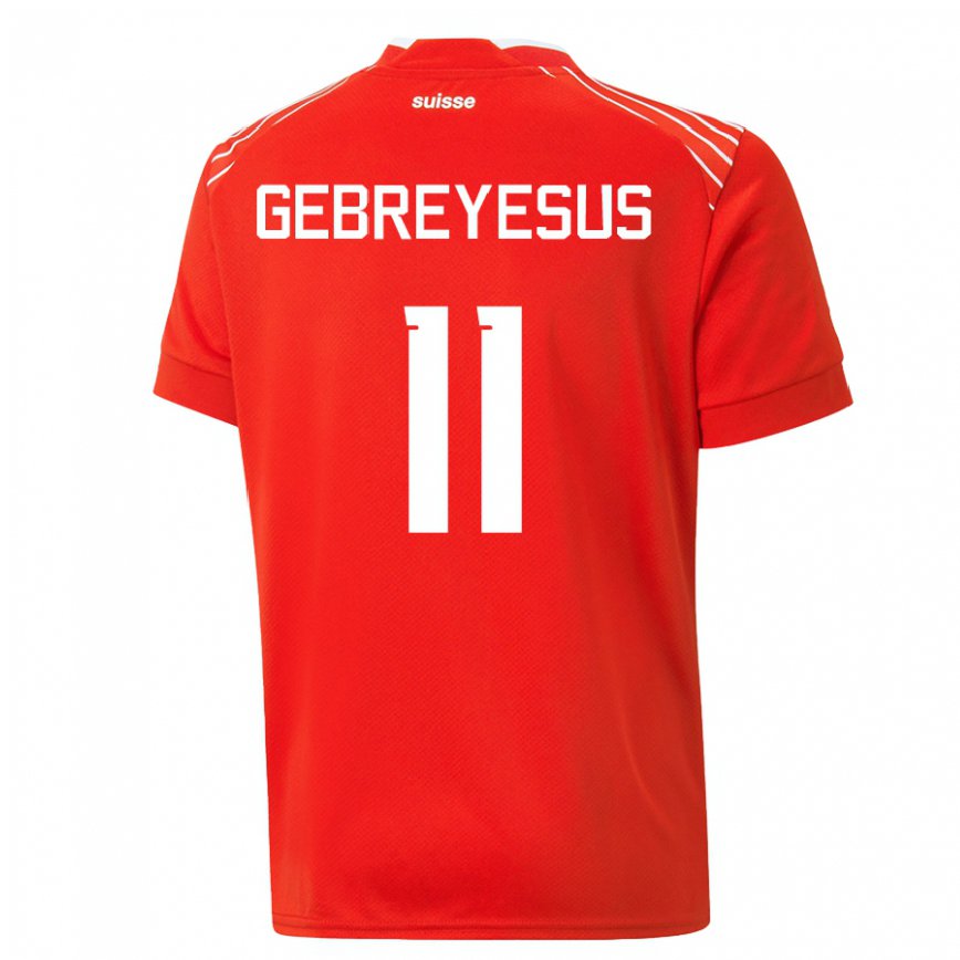 メンズスイスエシー・ゲブレイサス#11赤ホームシャツ22-24ジャージー