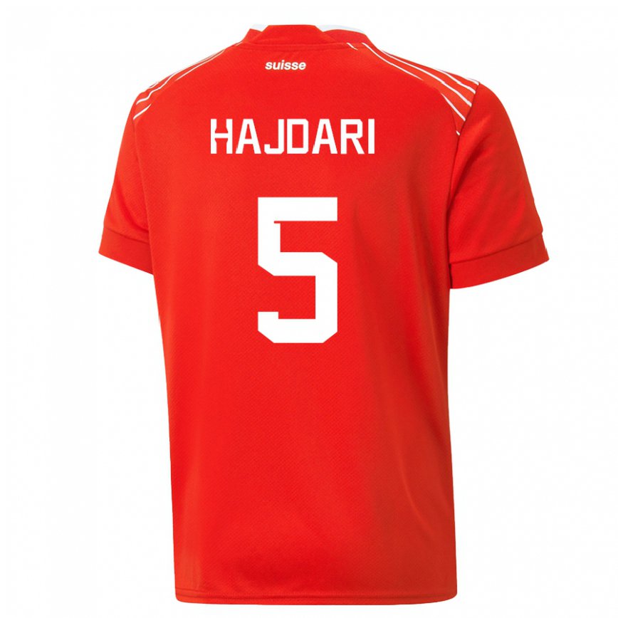 メンズスイスアルビアン・ハジダリ#5赤ホームシャツ22-24ジャージー