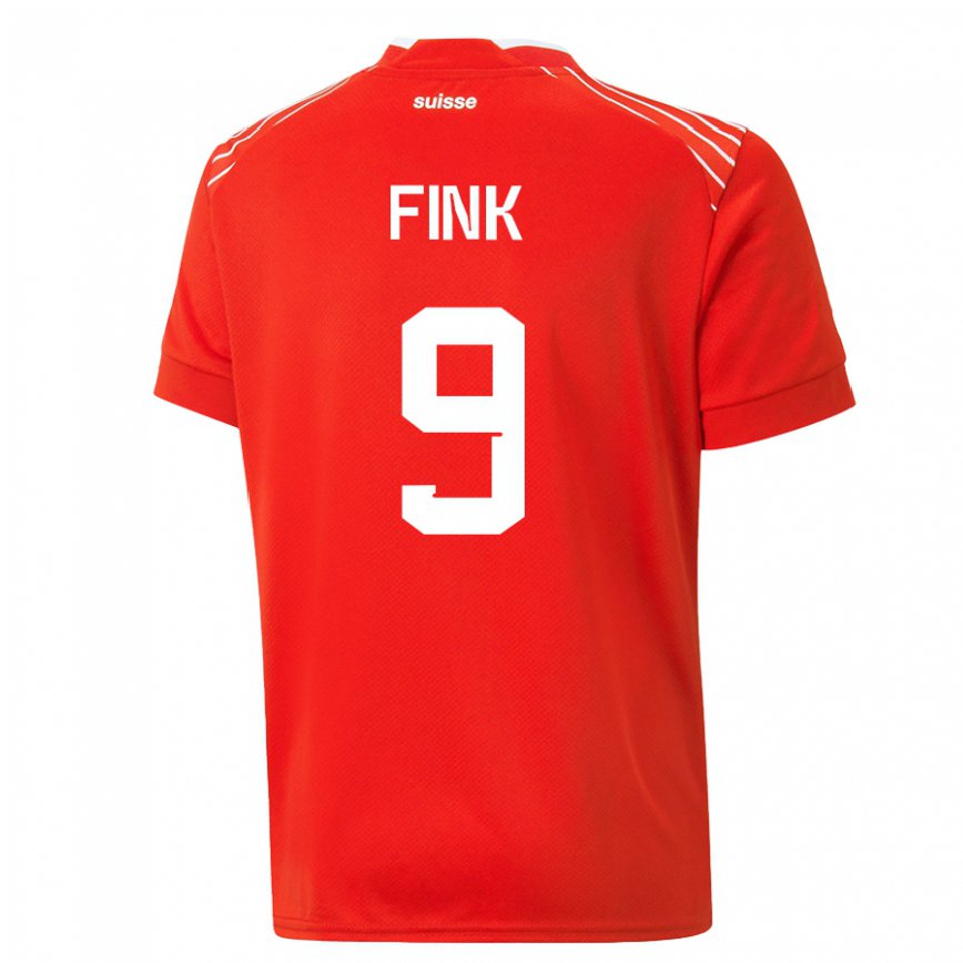 メンズスイスブラッドレイ・フィンク#9赤ホームシャツ22-24ジャージー