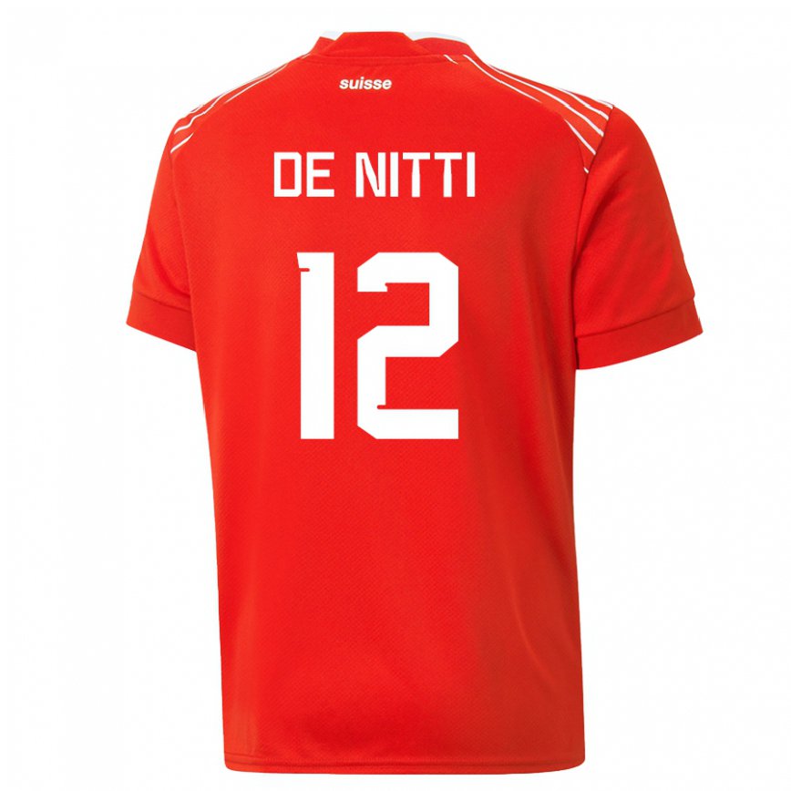 メンズスイスジャンニ・デ・ニッティ#12赤ホームシャツ22-24ジャージー