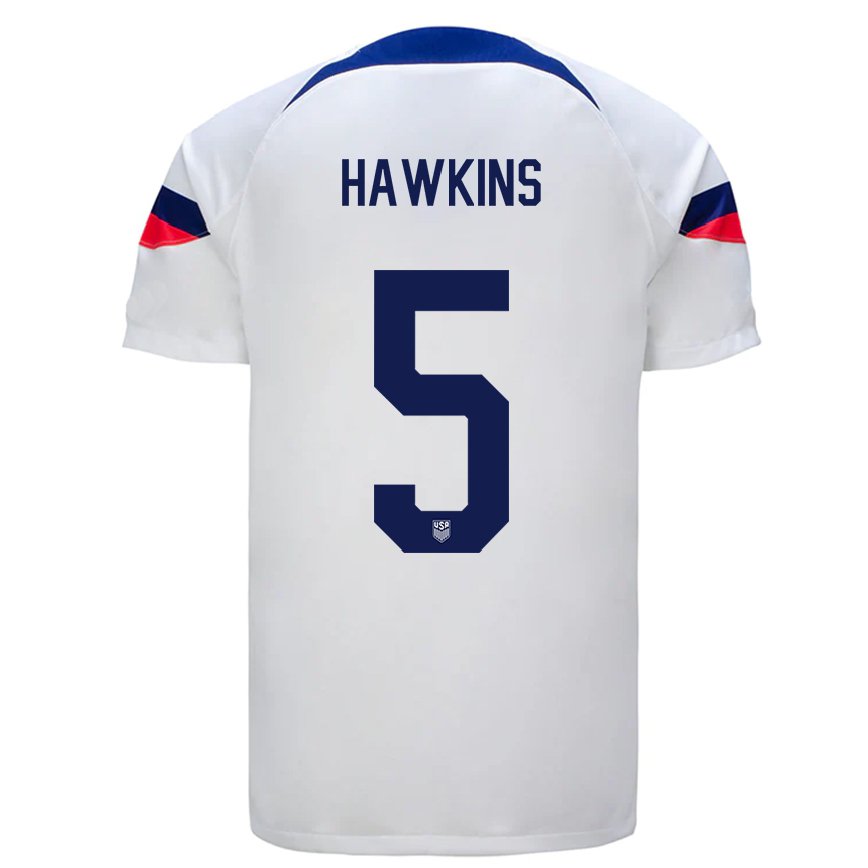 メンズアメリカ合衆国スチュアート・ホーキンス#5白ホームシャツ22-24ジャージー