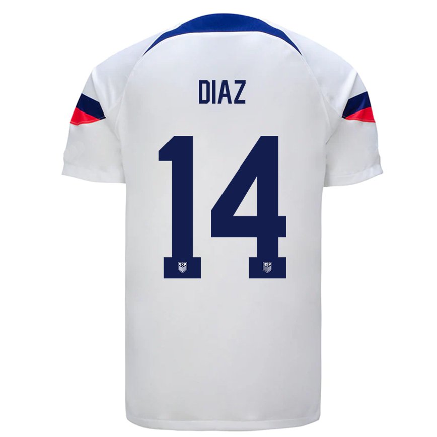 メンズアメリカ合衆国クリスチャン・ディアス#14白ホームシャツ22-24ジャージー
