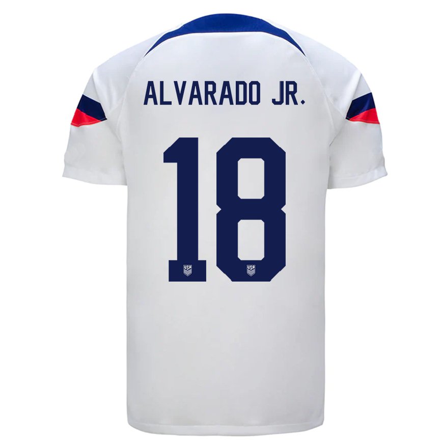 メンズアメリカ合衆国アレハンドロ・アルバラード・ジュニア#18白ホームシャツ22-24ジャージー