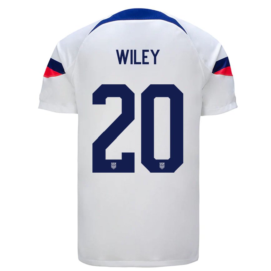 メンズアメリカ合衆国ケイレブ・ワイリー#20白ホームシャツ22-24ジャージー